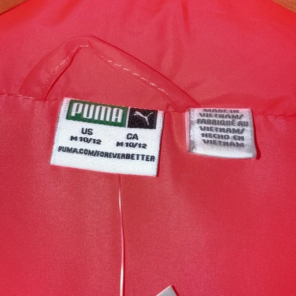 NWT Girls Neon Coral Puma Vest Sz Medium (10/12) - Picture 5 of 8